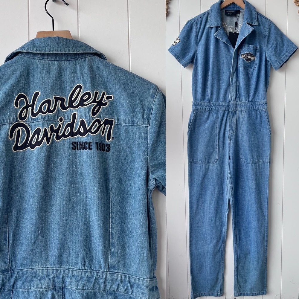 Harley-Davidson Light Blue Denim Short-Sleeve Jumpsuit